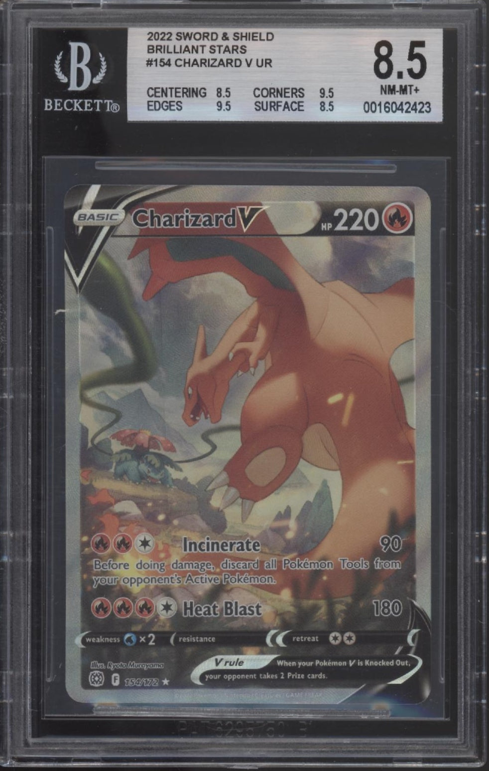 Charizard V Pokemon Brilliant Stars #154 Beckett 8.5、Collector Store LLC Gaming、kayou