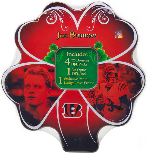 NFL 2025 Panini Football Joe Burrow Trading Card COLLECTOR Shamrock Tin 5 Packs & 1 Lucky Clover Promo、ToyWiz、kayou