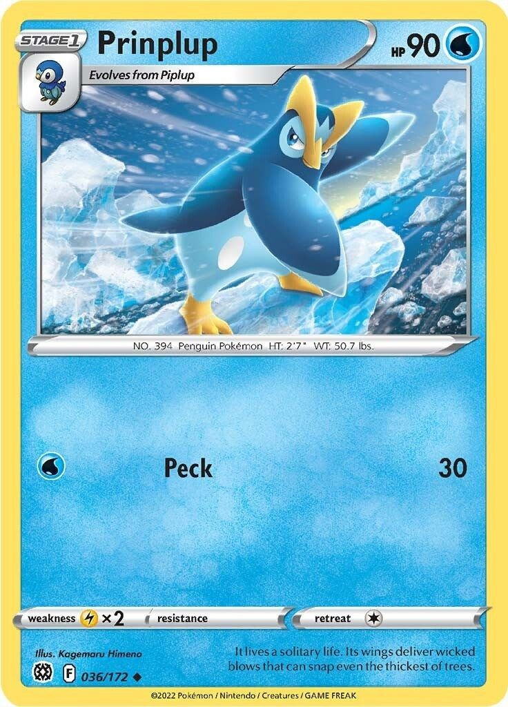 Pokemon Trading Card Game Sword & Shield Brilliant Stars Uncommon Prinplup #36 Reverse Holo、ToyWiz、kayou