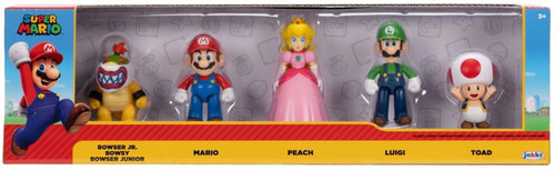 World of Nintendo Super Mario Bowser Jr, Mario, Peach, Luigi & Toad 2.5-Inch Mini Figure 5-Pack、ToyWiz、kayou