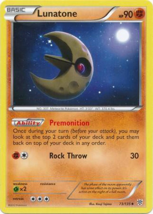 Pokemon Trading Card Game Black & White Plasma Storm Uncommon Lunatone #73 Lightly Played、ToyWiz、kayou
