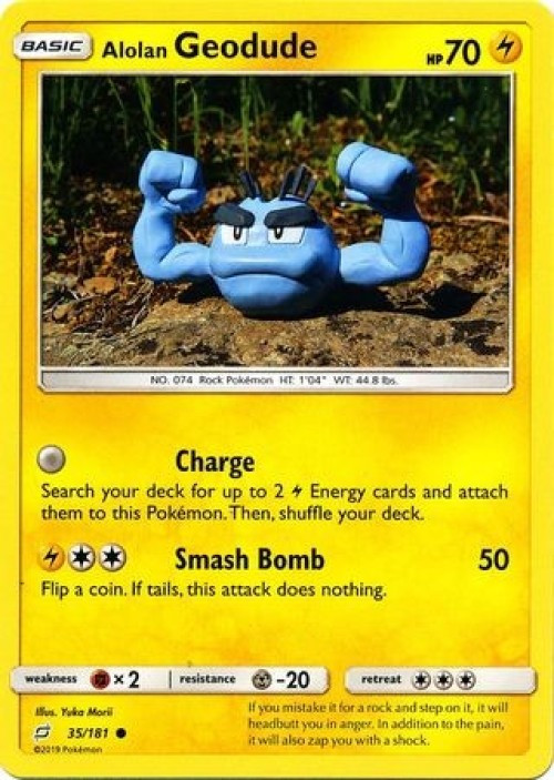 Pokemon Trading Card Game Sun & Moon Team Up Common Alolan Geodude #35 Reverse Holo Lightly Played、ToyWiz、kayou