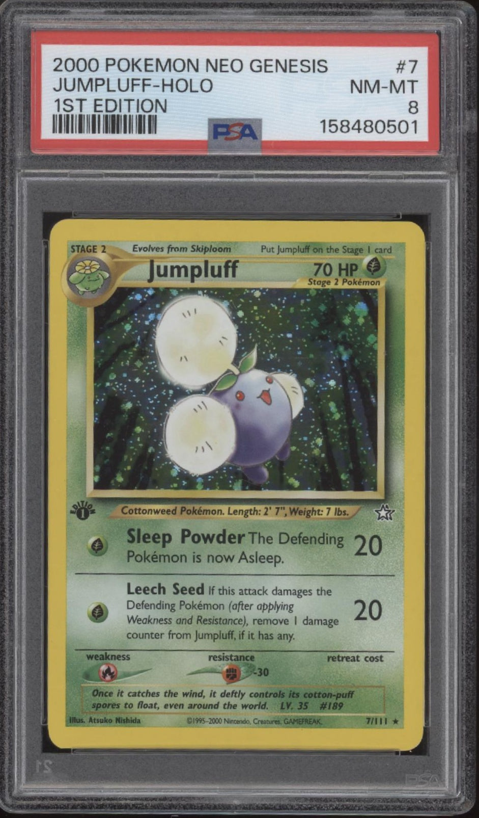 Jumpluff Pokemon Neo Genesis Holo 1st Edition #7 PSA 8、Collector Store LLC Gaming、kayou