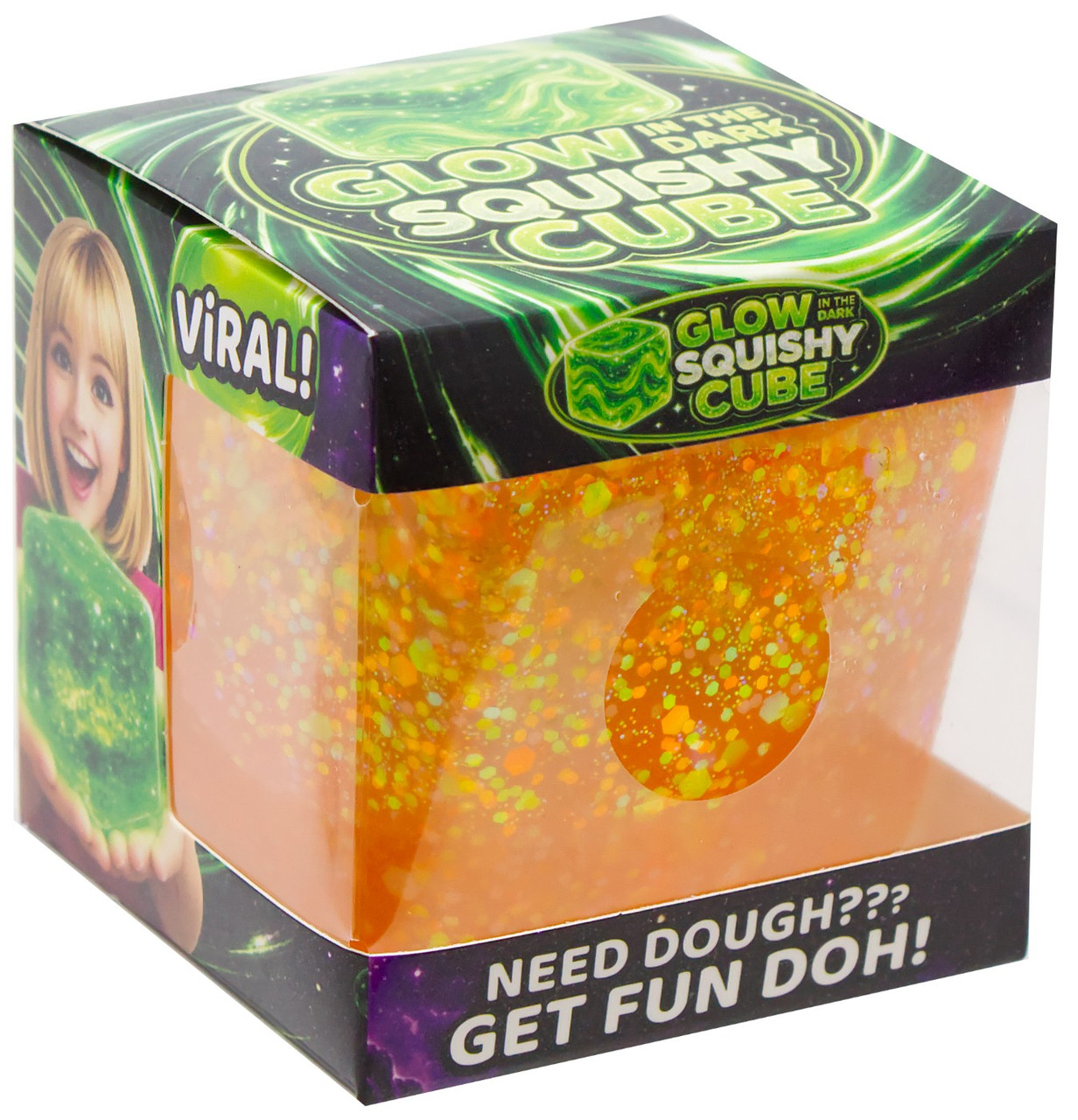 Fun Doh Glow Squishy Cube ORANGE Squeeze Toy、ToyWiz、kayou