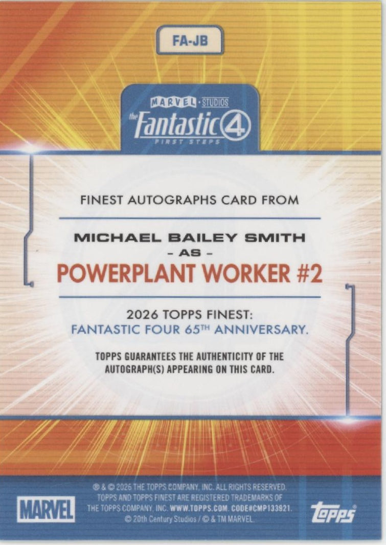 Michael Bailey Smith as Powerplant Worker #2 2026 Finest Marvel Auto 84/99、Collector Store LLC、kayou