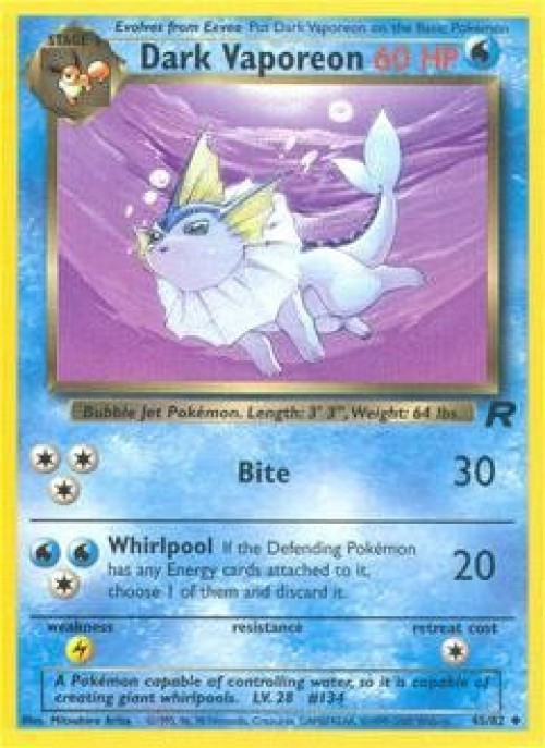 Pokemon Team Rocket Uncommon Dark Vaporeon #45 Damaged、ToyWiz、kayou