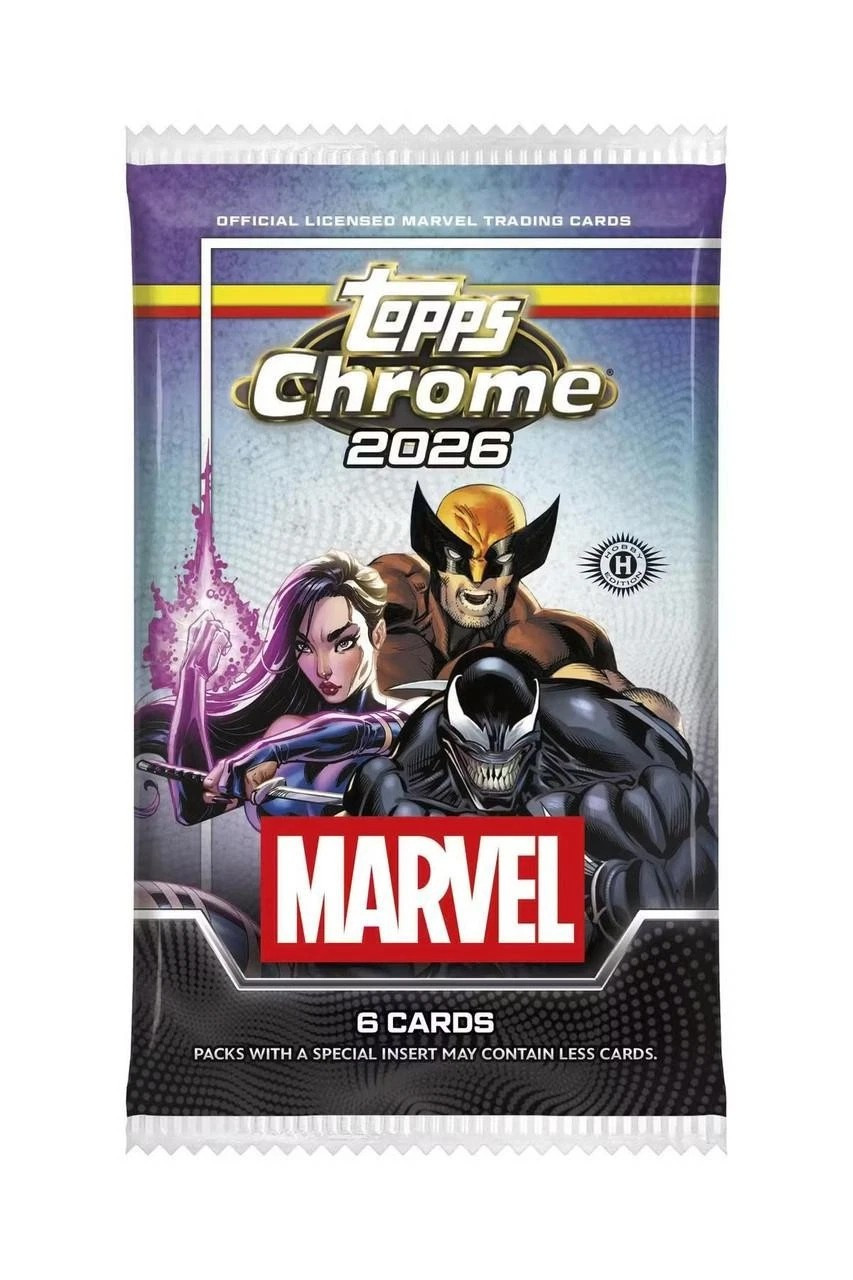 Topps 2026 Chrome Marvel Comics Trading Card HOBBY Pack 6 Cards、ToyWiz、kayou