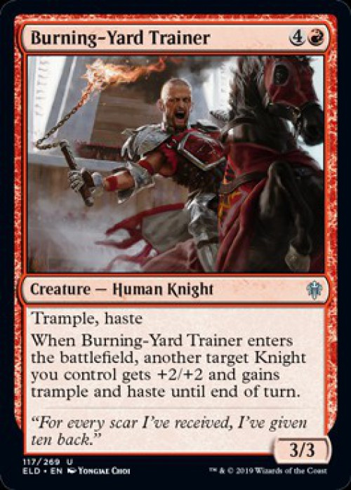 MtG Trading Card Game Throne of Eldraine Uncommon FOIL Burning-Yard Trainer #117、ToyWiz、kayou