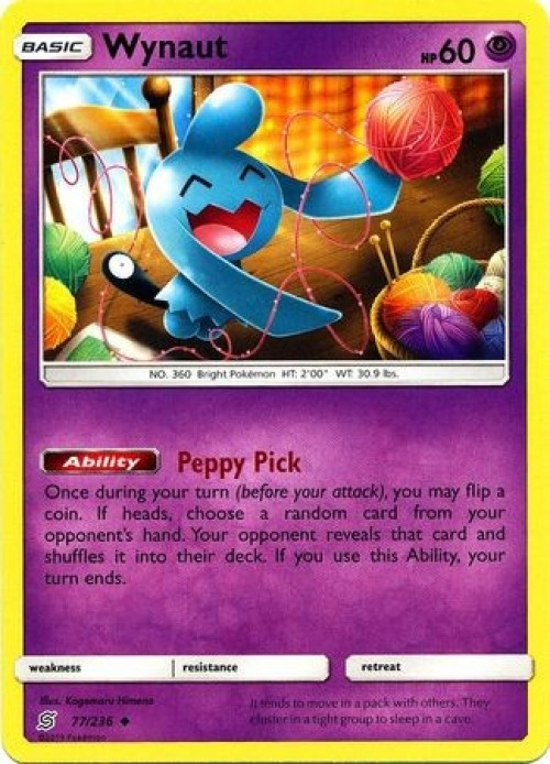 Pokemon Trading Card Game Sun & Moon Unified Minds Uncommon Wynaut #77 Reverse Holo Lightly Played、ToyWiz、kayou