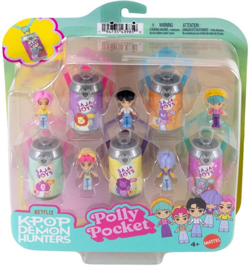 Polly Pocket KPop Demon Hunters Saja Boys Jinu, Baby, Abby, Mystery & Romance Keyring 5-Pack Micro Figures with Soda Cans、ToyWiz、kayou