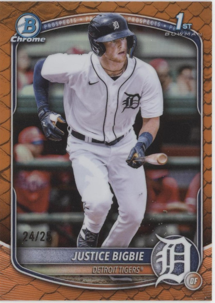 Justice Bigbie 2025 Bowman Chrome Prospects Orange Scale Refractor 24/25、Collector Store LLC、kayou