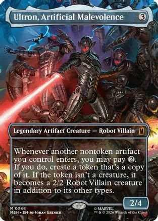 Ultron, Artificial Malevolence (Borderless) (0344) (MSH-344) - Marvel Super Heroes Foil、Wizards of the Coast、kayou