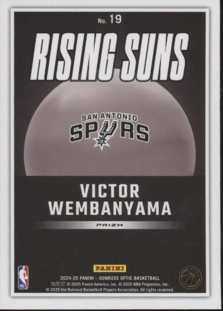 Victor Wembanyama 2024-25 Panini Donruss Optic Rising Suns Prizm #19、Collector Store LLC、kayou