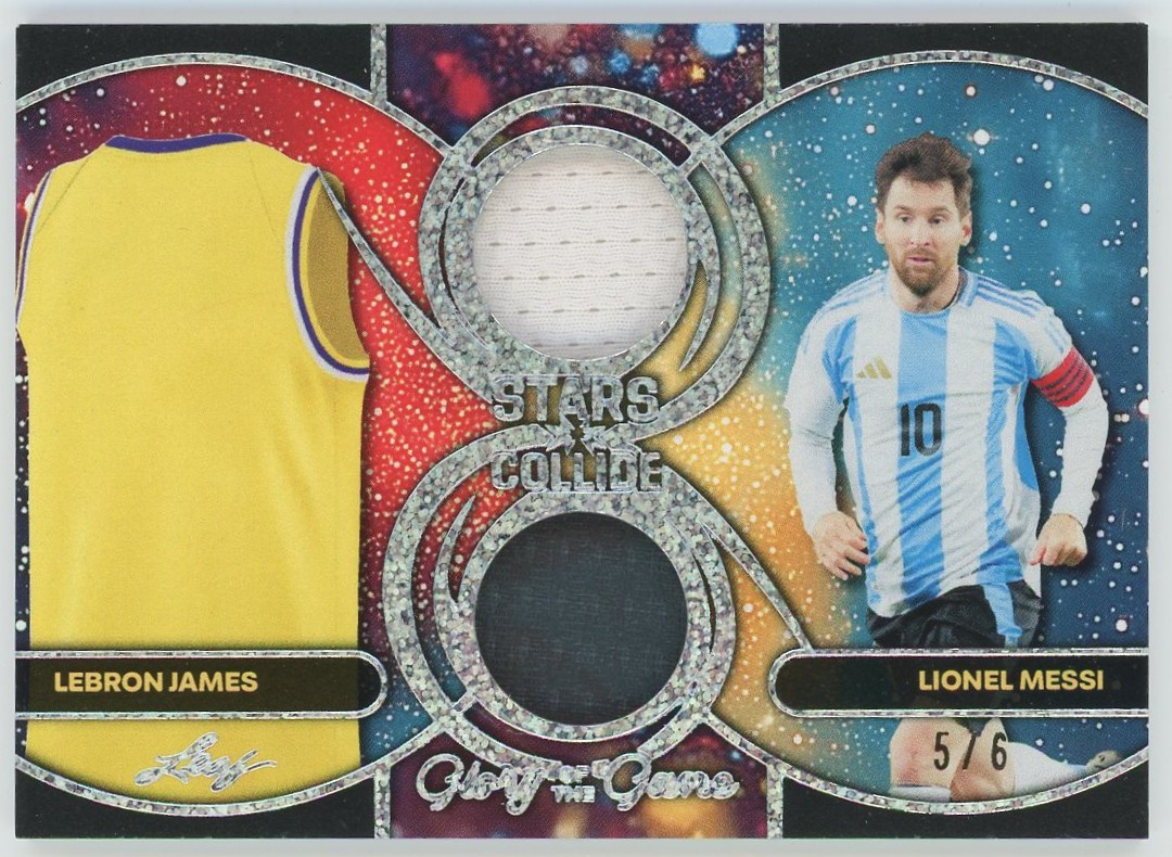 2025 Leaf Glory of the Game Stars Collide 5/6 Lionel Messi & Lebron James SC-12 Dual Relic Excellent、ToyWiz、kayou