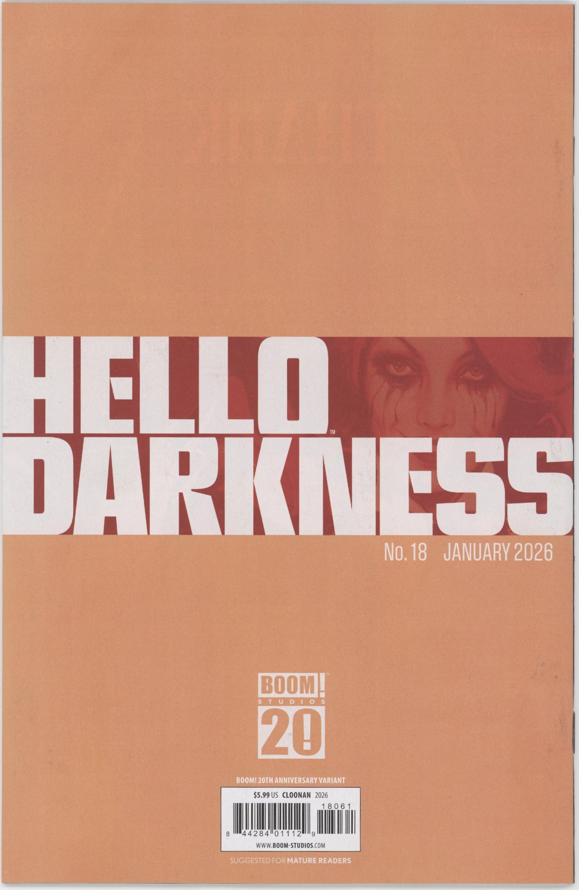 Hello Darkness #18 F 1:20 Variant Edition Boom! 20th Anniversary Variant (Full Art, Cloonan)、Boom! Entertainment、kayou