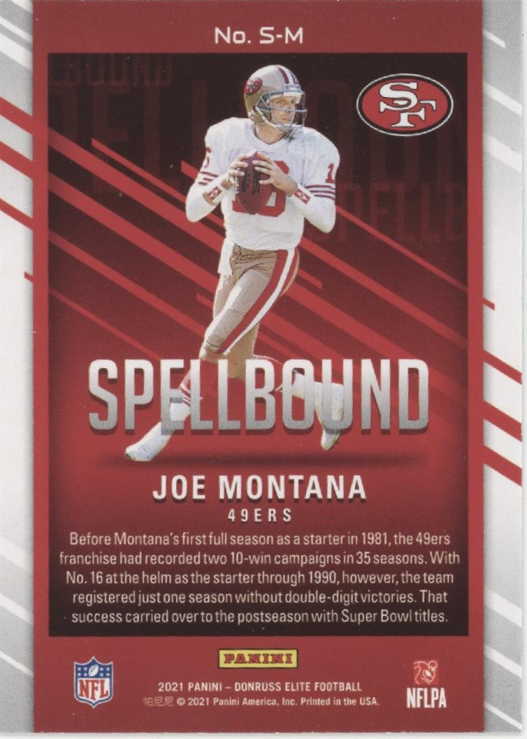 Joe Montana 2021 Panini Donruss Elite Spellbound 