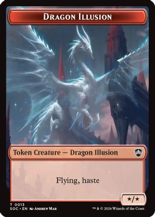 Dragon Illusion // Elemental (0019) Double-Sided Token (SOC-13 // 19) - Commander: Secrets of Strixhaven Foil、Wizards of the Coast、kayou