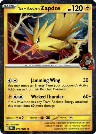 Team Rocket's Zapdos - 070/182 (Cosmos Holo) 70 - Miscellaneous Cards Products Holofoil、The Pokémon Company、kayou