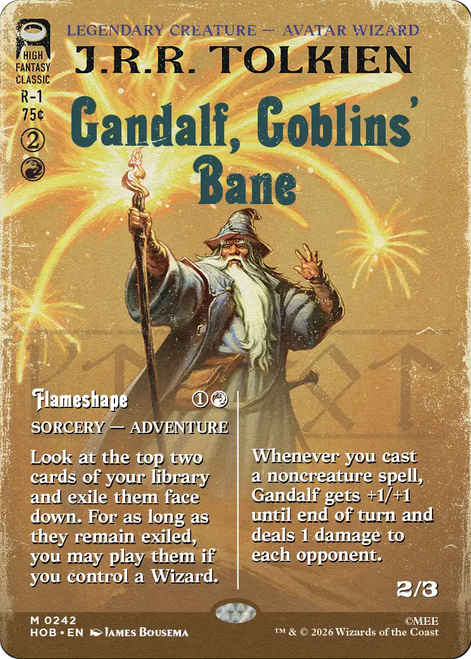 Gandalf, Goblins' Bane // Flameshape (Borderless Book Cover Foil) | The Hobbit、Magic: The Gathering、kayou