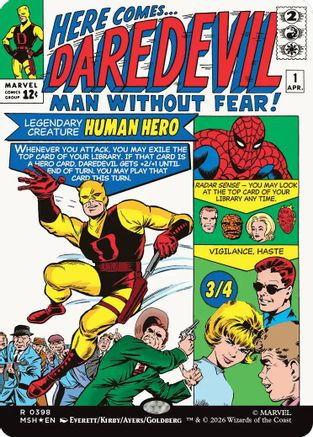 Daredevil, Man Without Fear (Borderless) (0398) (MSH-398) - Marvel Super Heroes Foil、Wizards of the Coast、kayou