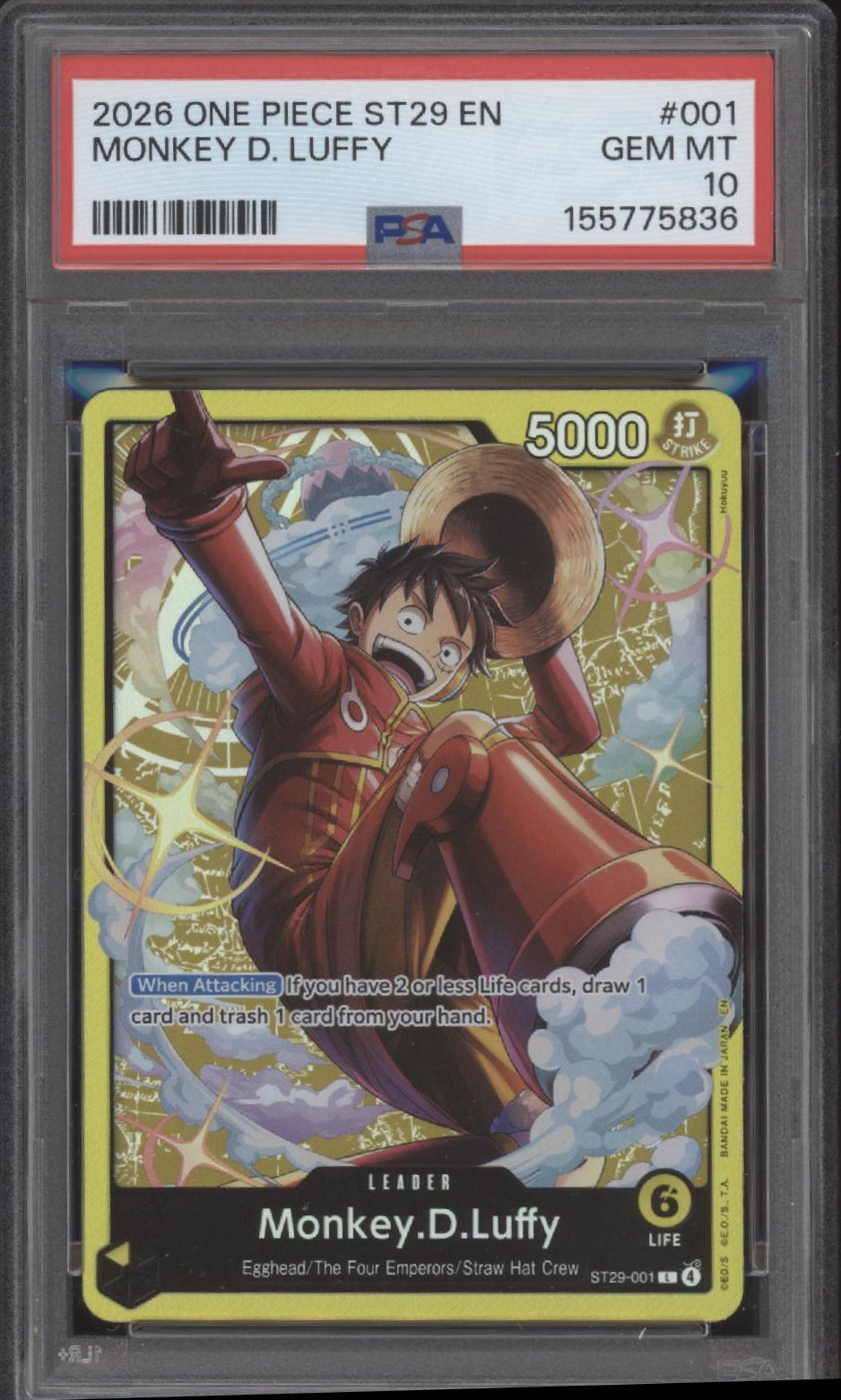 Monkey D Luffy One Piece Card Game ST29 #001 PSA 10 #2、Collector Store LLC Gaming、kayou