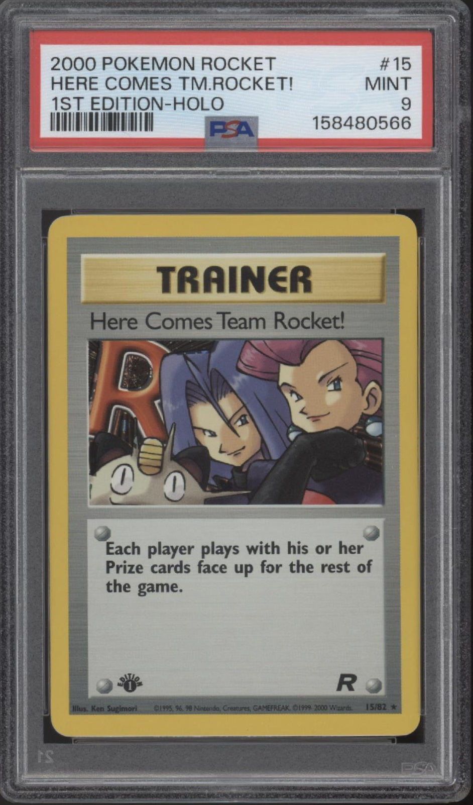 Here Comes Team Rocket! Pokemon Team Rocket Holo 1st Edition #15 PSA 9、Collector Store LLC Gaming、kayou