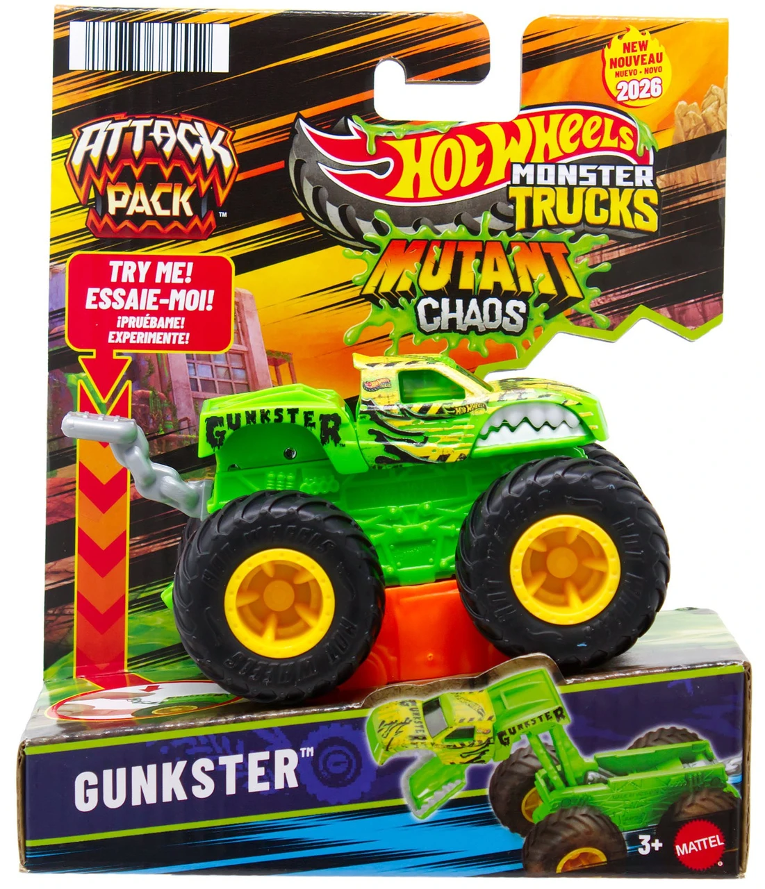 Hot Wheels Monster Trucks Mutant Chaos Gunkster Vehicle Attack Pack、ToyWiz、kayou