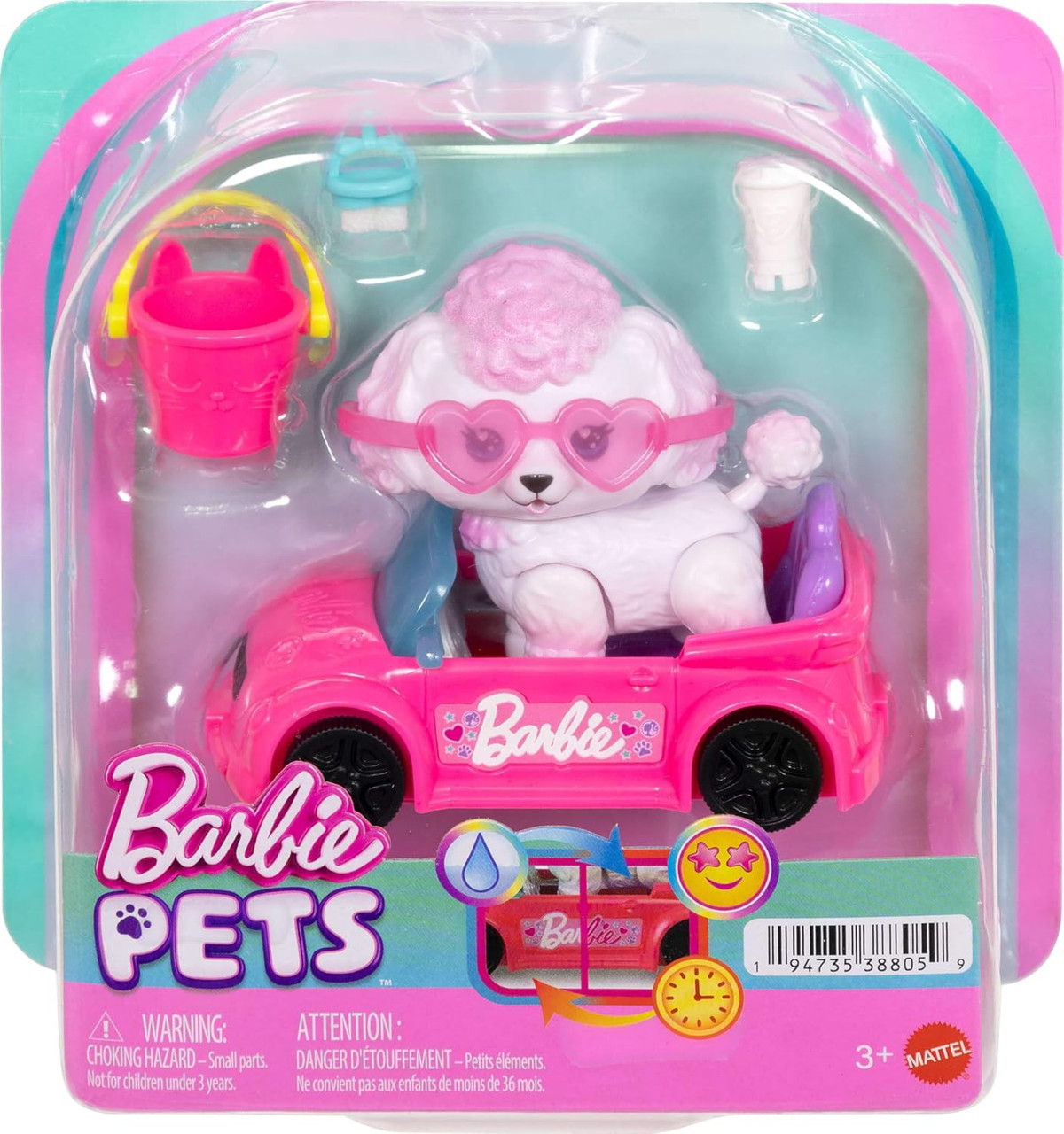 Barbie Pets Dream Squad Pet Poodle with Color-Change Pink Convertible、ToyWiz、kayou