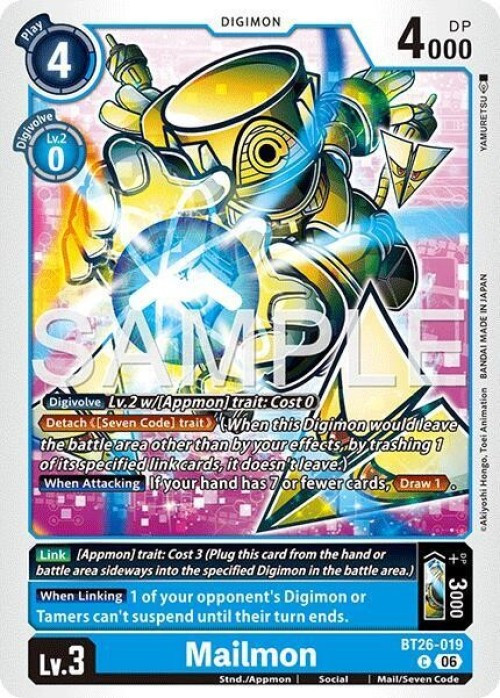 Digimon Trading Card Game Timeless Bonds Common Mailmon BT26-019、ToyWiz、kayou