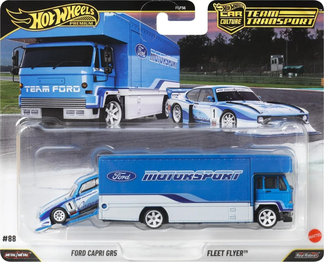 Hot Wheels Car Culture Team Transport Ford Capri GR5 & Fleet Flyer Diecast Car、ToyWiz、kayou