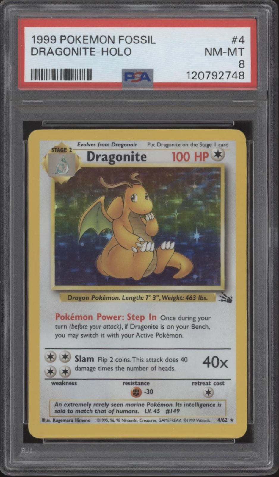 Dragonite Pokemon Fossil Holo #4 PSA 8、Collector Store LLC Gaming、kayou