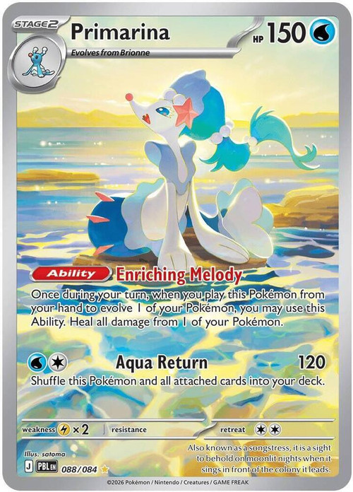 Pokemon Trading Card Game Mega Evolution Pitch Black Illustration Rare Primarina - 088/084 #88、ToyWiz、kayou