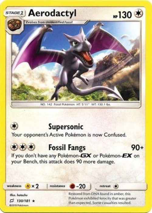 Pokemon Trading Card Game Sun & Moon Team Up Rare Aerodactyl #130 Reverse Holo Lightly Played、ToyWiz、kayou