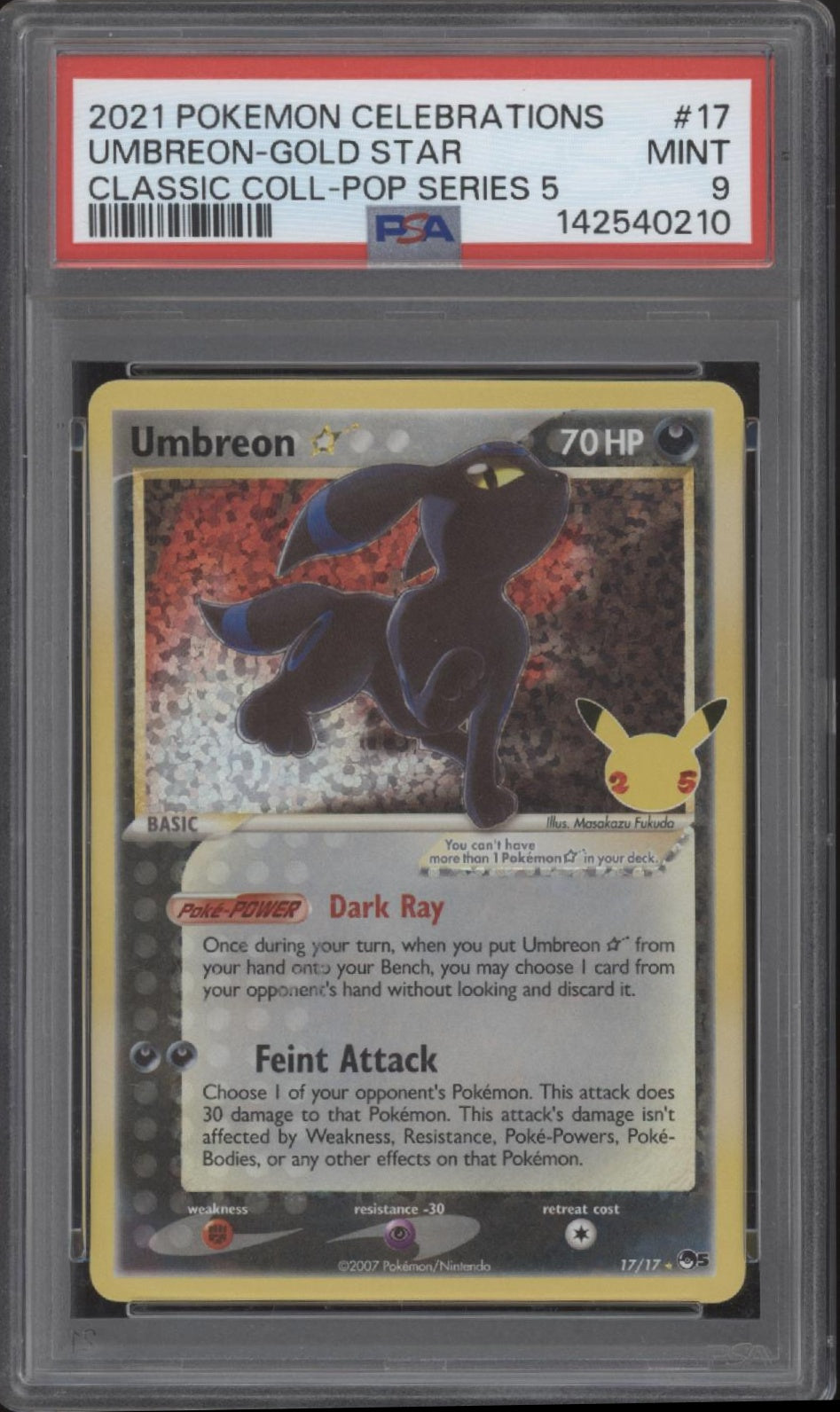 Umbreon Gold Star Pokemon Celebrations Classic Collection Pop Series 5 #17 PSA 9、Collector Store LLC Gaming、kayou