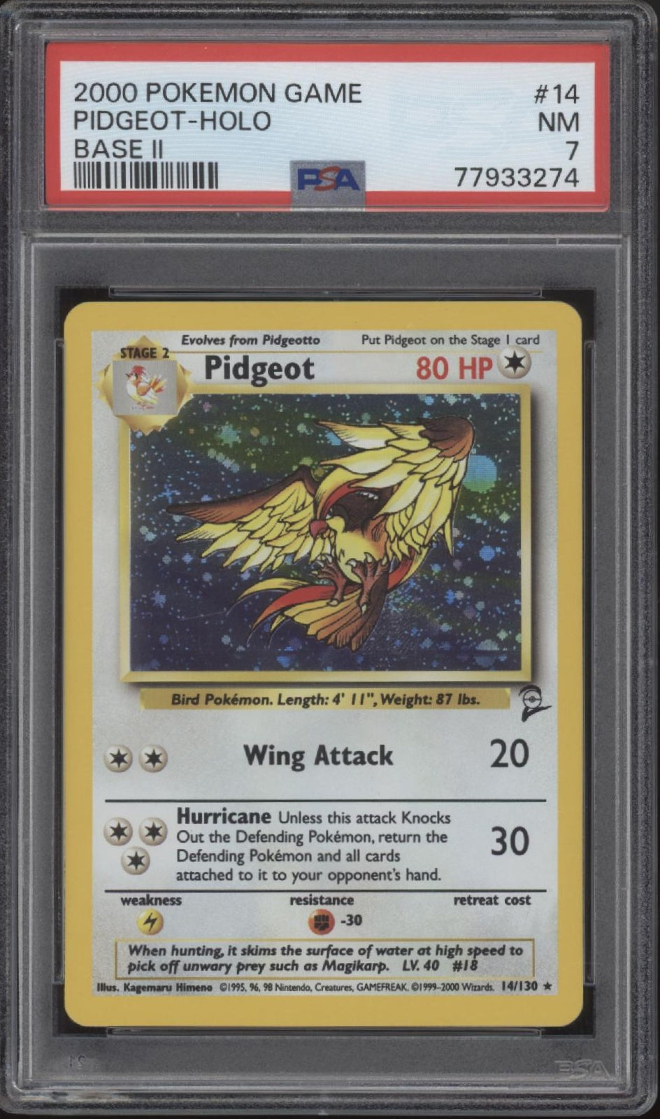 Pidgeot Pokemon Base Set 2 Holo #14 PSA 7、Collector Store LLC Gaming、kayou