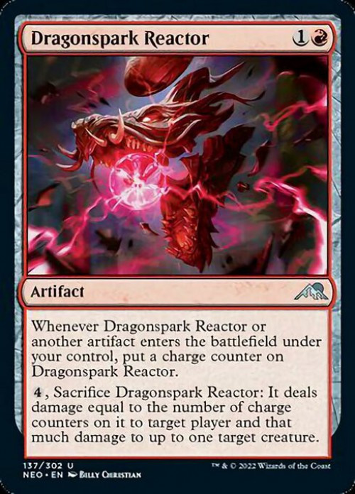 MtG Trading Card Game Kamigawa Neon Dynasty Uncommon FOIL Dragonspark Reactor #137、ToyWiz、kayou