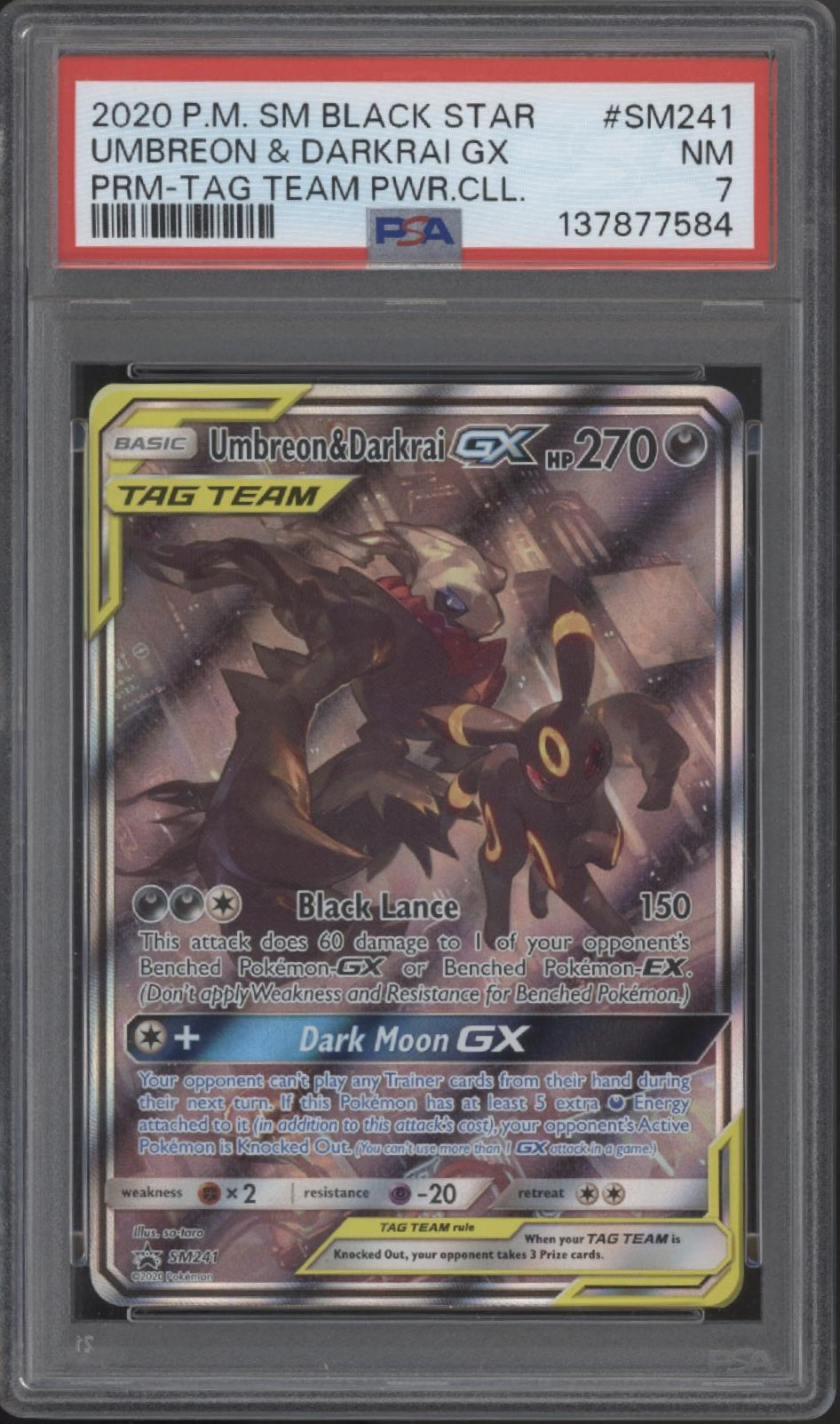 Umbreon & Darkrai GX Pokemon Tag Team Power Collection #SM241 PSA 7、Collector Store LLC Gaming、kayou