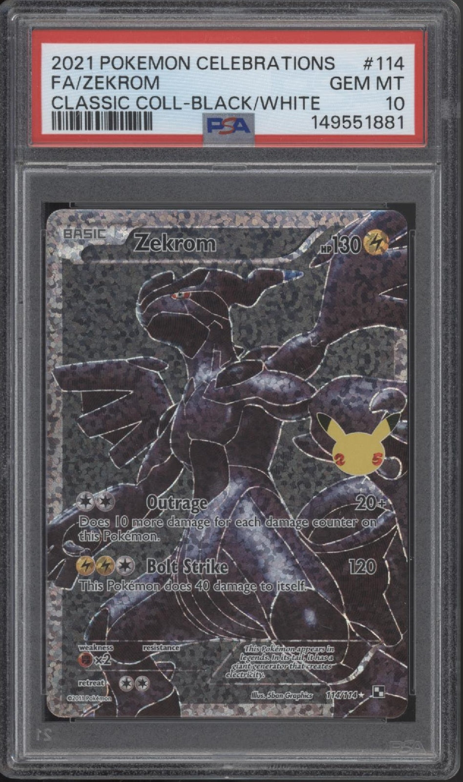 Zekrom Pokemon Celebration Classic Collection Black & White Full Art #114 PSA 10、Collector Store LLC Gaming、kayou