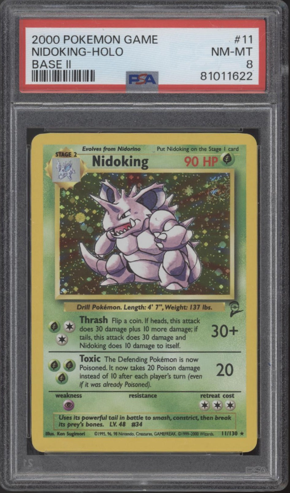 Nidoking Pokemon Base Set 2 Holo #11 PSA 8、Collector Store LLC Gaming、kayou
