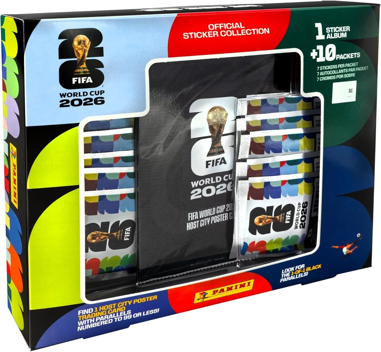 FIFA World Cup Panini 2026 Soccer Exclusive Official Sticker Collection Box Album, 10 Packs, Host City Poster Card & Parallels、ToyWiz、kayou