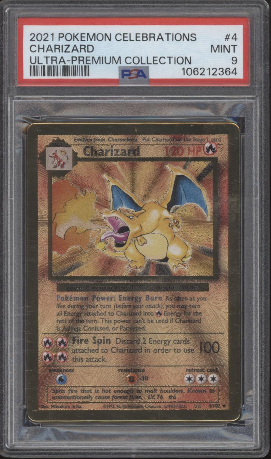 Charizard Pokemon Celebrations Ultra Premium Collection Metal Card #4 PSA 9、Collector Store LLC Gaming、kayou