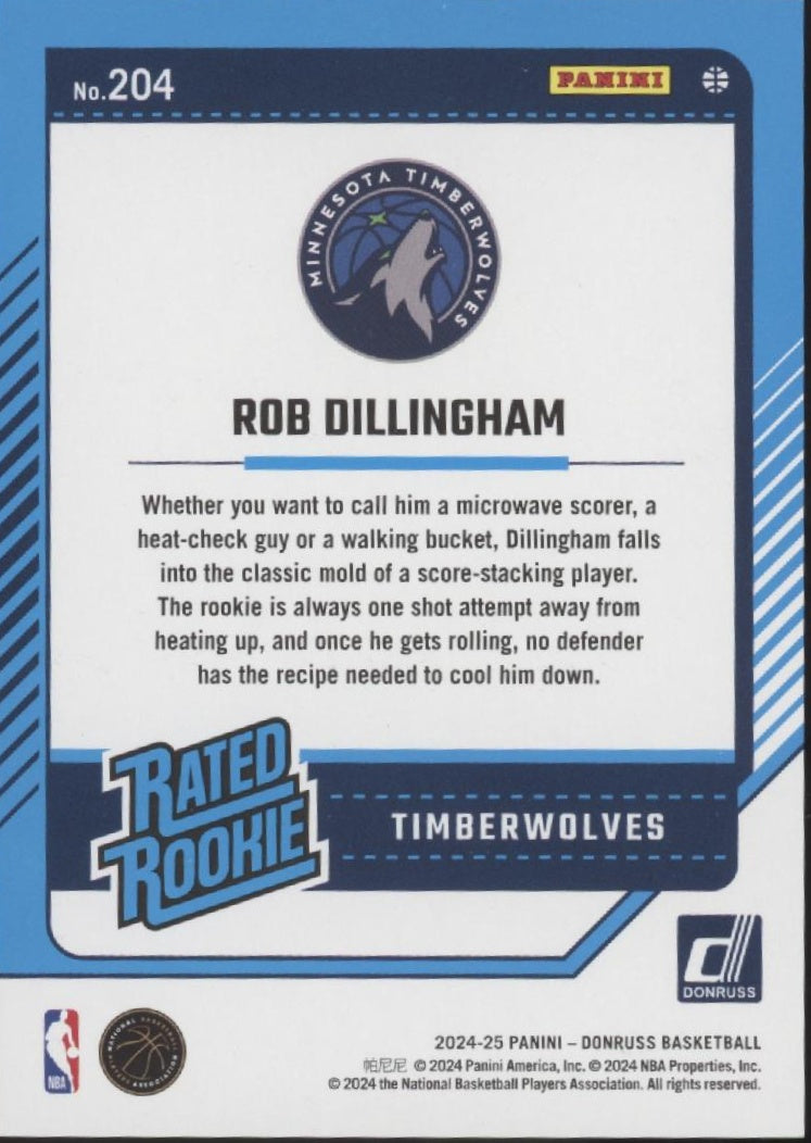 Rob Dillingham 2024-25 Panini Donruss Rated Rookie Red Mojo Prizm RC 41/99 #204、Collector Store LLC、kayou