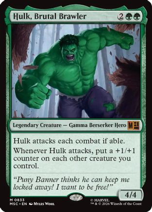 Hulk, Brutal Brawler (MSC-833) - Commander: Marvel Super Heroes Foil、Wizards of the Coast、kayou