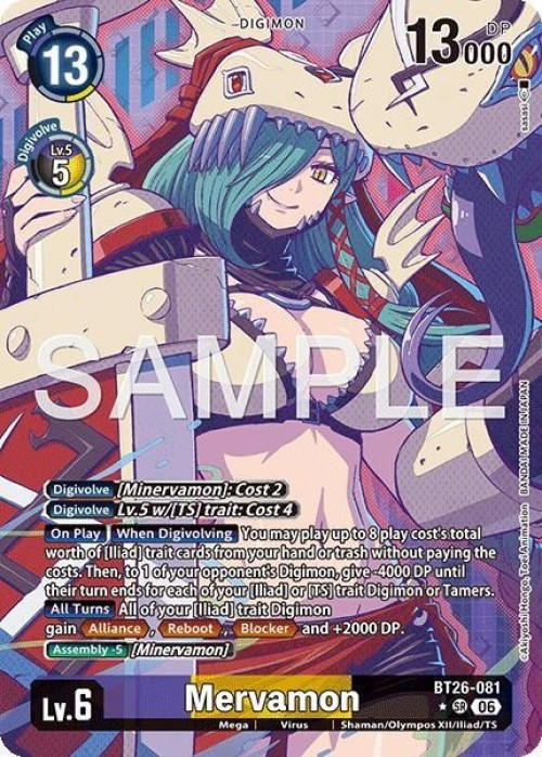 Digimon Trading Card Game Timeless Bonds Super Rare Mervamon BT26-081 Alternate Art、ToyWiz、kayou