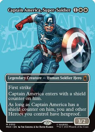 Captain America, Super-Soldier (Borderless) (0352) (MSH-352) - Marvel Super Heroes Foil、Wizards of the Coast、kayou