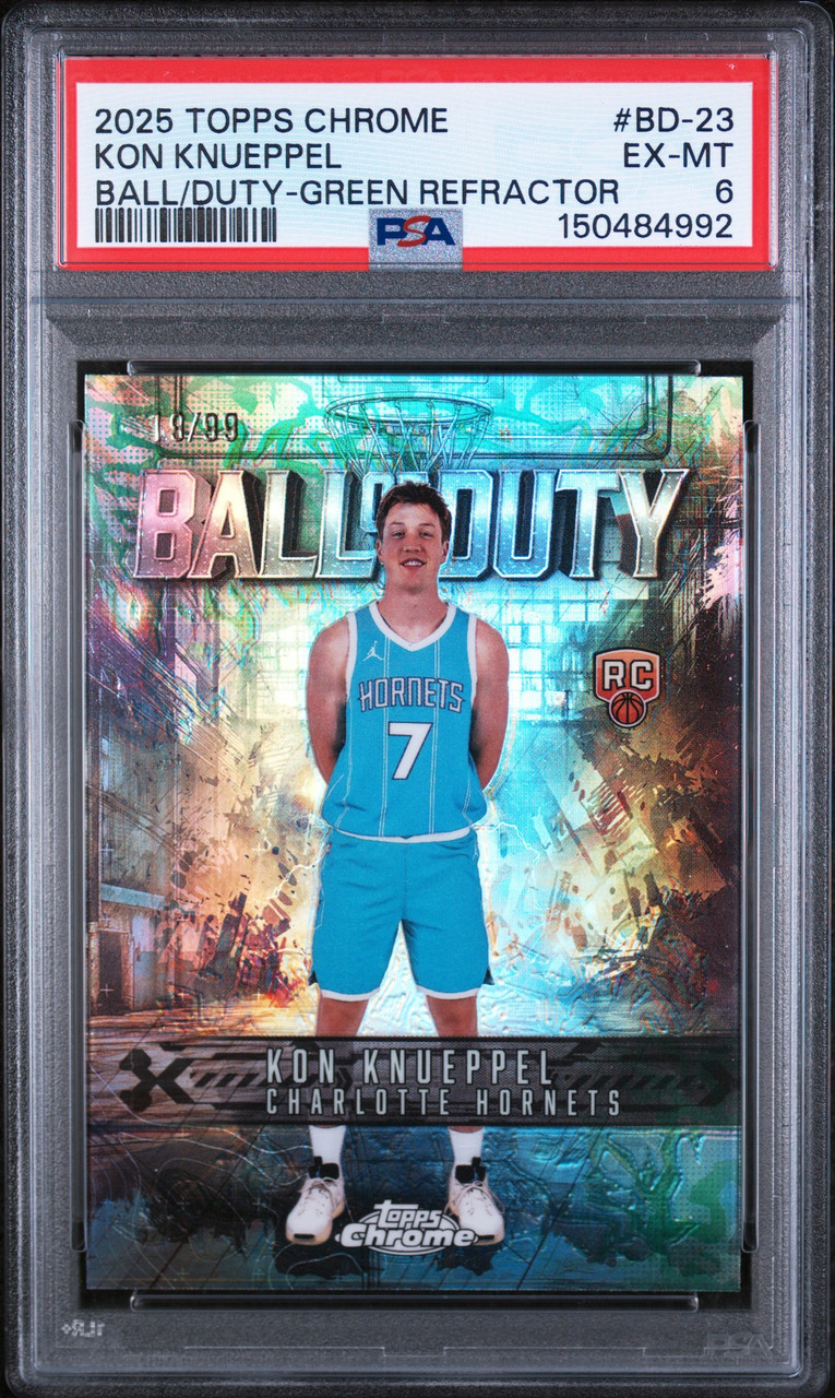 NBA 2025-26 Topps Chrome Basketball Green Refractor 19/99 Ball of Duty Kon Knueppel BD-23 Rookie PSA 6、ToyWiz、kayou