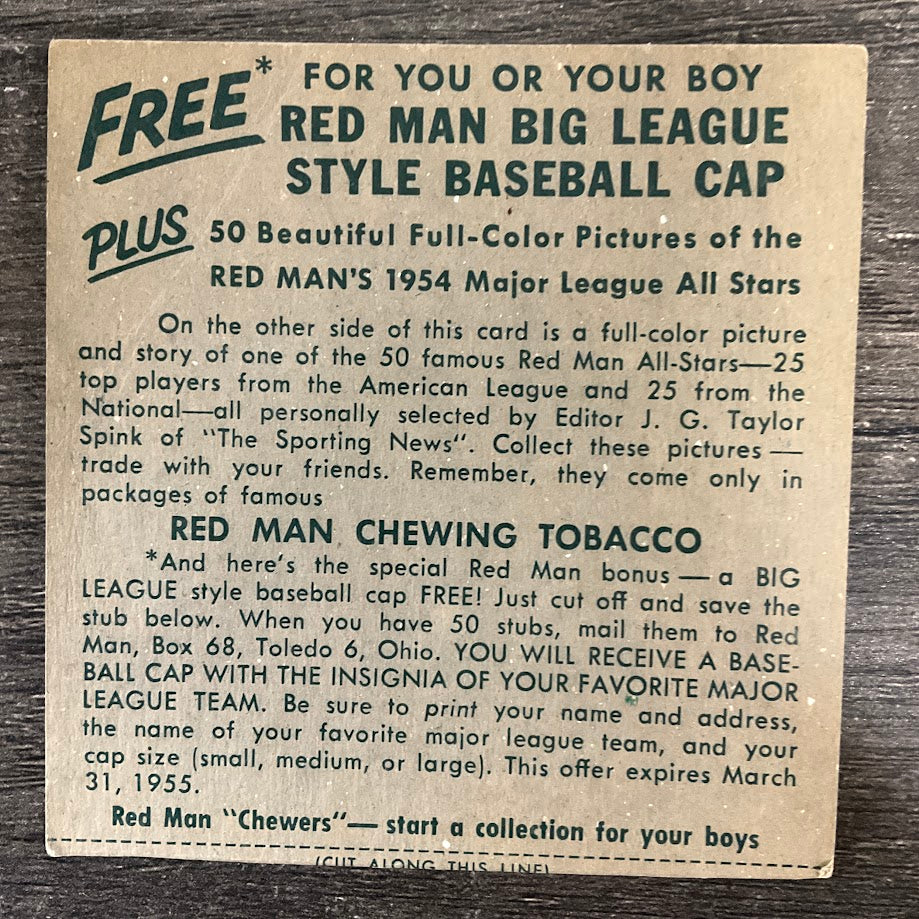 Jim Busby 1954 Red Man #2 Washington Senators VG、Collector Store LLC、kayou