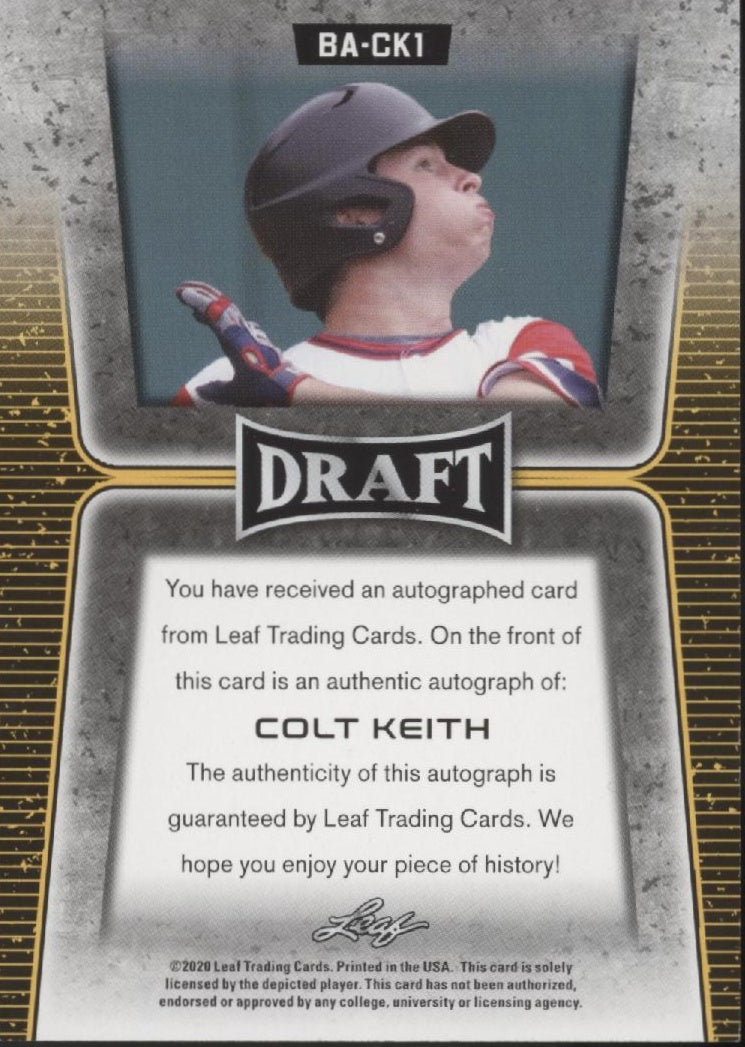 Colt Keith 2020 Leaf Draft RC Auto #BA-CK1、Collector Store LLC、kayou