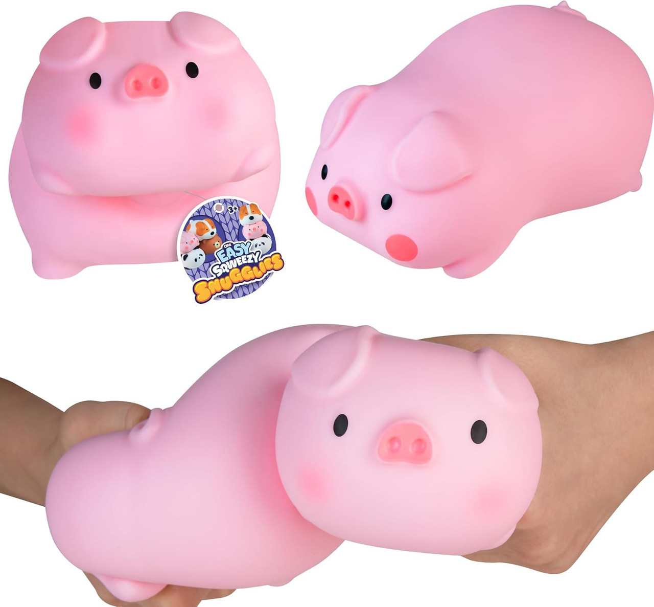 Easy Sqweezy Snugglies Pig 7-Inch Squeeze Toy、ToyWiz、kayou