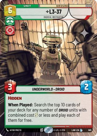 L3-37 - Radical Instigator (Hyperspace Foil) (565) - A Lawless Time Foil、Fantasy Flight Games、kayou